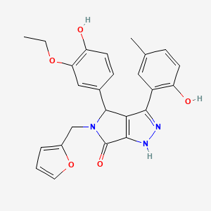 molecular formula C25H23N3O5 B11402978 4-(3-ethoxy-4-hydroxyphenyl)-5-(furan-2-ylmethyl)-3-(2-hydroxy-5-methylphenyl)-4,5-dihydropyrrolo[3,4-c]pyrazol-6(1H)-one 