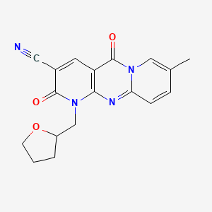 molecular formula C18H16N4O3 B11403003 13-methyl-2,6-dioxo-7-(oxolan-2-ylmethyl)-1,7,9-triazatricyclo[8.4.0.03,8]tetradeca-3(8),4,9,11,13-pentaene-5-carbonitrile 