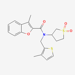 molecular formula C20H21NO4S2 B11403017 N-(1,1-dioxidotetrahydrothiophen-3-yl)-3-methyl-N-[(3-methylthiophen-2-yl)methyl]-1-benzofuran-2-carboxamide 