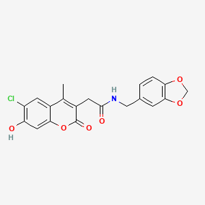 N-(1,3-benzodioxol-5-ylmethyl)-2-(6-chloro-7-hydroxy-4-methyl-2-oxo-2H-chromen-3-yl)acetamide