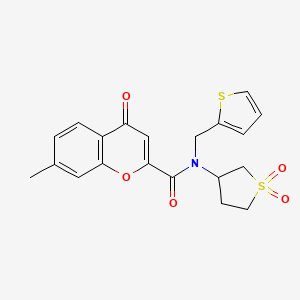 molecular formula C20H19NO5S2 B11403097 N-(1,1-dioxidotetrahydrothiophen-3-yl)-7-methyl-4-oxo-N-(thiophen-2-ylmethyl)-4H-chromene-2-carboxamide 