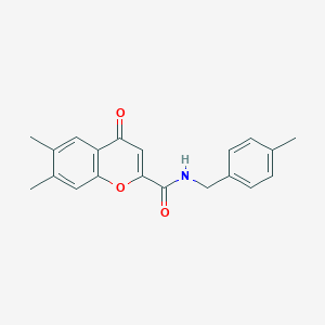 molecular formula C20H19NO3 B11403106 6,7-dimethyl-N-(4-methylbenzyl)-4-oxo-4H-chromene-2-carboxamide 