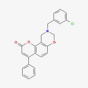 9-(3-chlorobenzyl)-4-phenyl-9,10-dihydro-2H,8H-chromeno[8,7-e][1,3]oxazin-2-one