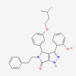 molecular formula C30H31N3O3 B11403113 3-(2-hydroxyphenyl)-4-[3-(3-methylbutoxy)phenyl]-5-(2-phenylethyl)-4,5-dihydropyrrolo[3,4-c]pyrazol-6(1H)-one 