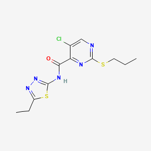 molecular formula C12H14ClN5OS2 B11403122 5-chloro-N-(5-ethyl-1,3,4-thiadiazol-2-yl)-2-(propylsulfanyl)pyrimidine-4-carboxamide 