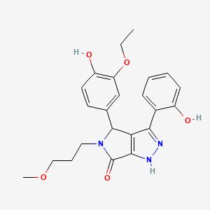 molecular formula C23H25N3O5 B11403135 4-(3-ethoxy-4-hydroxyphenyl)-3-(2-hydroxyphenyl)-5-(3-methoxypropyl)-4,5-dihydropyrrolo[3,4-c]pyrazol-6(1H)-one 