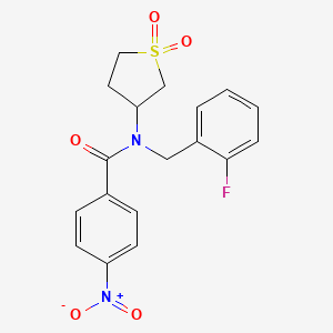 molecular formula C18H17FN2O5S B11403143 N-(1,1-dioxidotetrahydrothiophen-3-yl)-N-(2-fluorobenzyl)-4-nitrobenzamide 