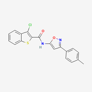 molecular formula C19H13ClN2O2S B11403145 3-chloro-N-[3-(4-methylphenyl)-1,2-oxazol-5-yl]-1-benzothiophene-2-carboxamide 