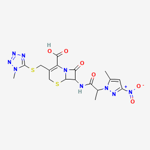 molecular formula C17H19N9O6S2 B11403156 7-{[2-(5-methyl-3-nitro-1H-pyrazol-1-yl)propanoyl]amino}-3-{[(1-methyl-1H-tetrazol-5-yl)sulfanyl]methyl}-8-oxo-5-thia-1-azabicyclo[4.2.0]oct-2-ene-2-carboxylic acid 