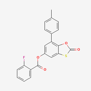 molecular formula C21H13FO4S B11403193 7-(4-Methylphenyl)-2-oxo-1,3-benzoxathiol-5-yl 2-fluorobenzoate 