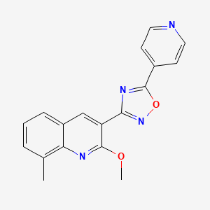 molecular formula C18H14N4O2 B11403201 2-Methoxy-8-methyl-3-[5-(pyridin-4-yl)-1,2,4-oxadiazol-3-yl]quinoline 