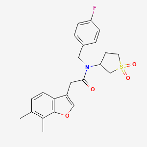 molecular formula C23H24FNO4S B11403212 2-(6,7-dimethyl-1-benzofuran-3-yl)-N-(1,1-dioxidotetrahydrothiophen-3-yl)-N-(4-fluorobenzyl)acetamide 