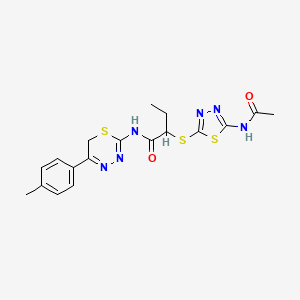 molecular formula C18H20N6O2S3 B11403231 2-[(5-acetamido-1,3,4-thiadiazol-2-yl)sulfanyl]-N-[5-(4-methylphenyl)-6H-1,3,4-thiadiazin-2-yl]butanamide 