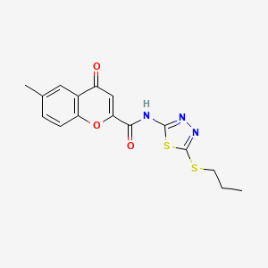 molecular formula C16H15N3O3S2 B11403246 6-methyl-4-oxo-N-[5-(propylsulfanyl)-1,3,4-thiadiazol-2-yl]-4H-chromene-2-carboxamide 