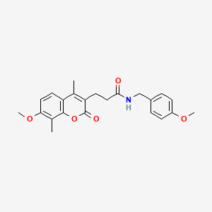 molecular formula C23H25NO5 B11403253 N-(4-methoxybenzyl)-3-(7-methoxy-4,8-dimethyl-2-oxo-2H-chromen-3-yl)propanamide 