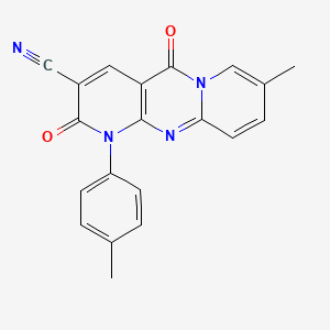 13-methyl-7-(4-methylphenyl)-2,6-dioxo-1,7,9-triazatricyclo[8.4.0.03,8]tetradeca-3(8),4,9,11,13-pentaene-5-carbonitrile