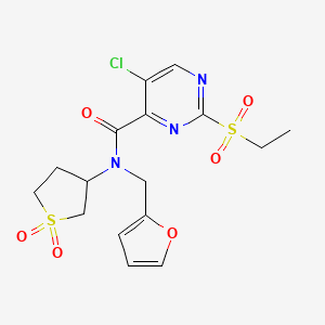 molecular formula C16H18ClN3O6S2 B11403277 5-chloro-N-(1,1-dioxidotetrahydrothiophen-3-yl)-2-(ethylsulfonyl)-N-(furan-2-ylmethyl)pyrimidine-4-carboxamide 