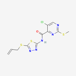 molecular formula C11H10ClN5OS3 B11403295 5-chloro-2-(methylsulfanyl)-N-[5-(prop-2-en-1-ylsulfanyl)-1,3,4-thiadiazol-2-yl]pyrimidine-4-carboxamide 