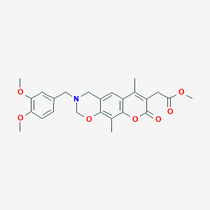 methyl [3-(3,4-dimethoxybenzyl)-6,10-dimethyl-8-oxo-3,4-dihydro-2H,8H-chromeno[6,7-e][1,3]oxazin-7-yl]acetate