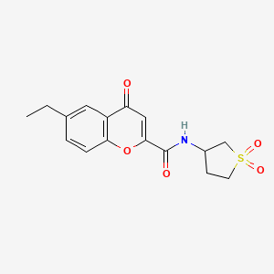 molecular formula C16H17NO5S B11403354 N-(1,1-dioxidotetrahydrothiophen-3-yl)-6-ethyl-4-oxo-4H-chromene-2-carboxamide 