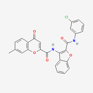 molecular formula C26H17ClN2O5 B11403379 N-{2-[(3-chlorophenyl)carbamoyl]-1-benzofuran-3-yl}-7-methyl-4-oxo-4H-chromene-2-carboxamide 