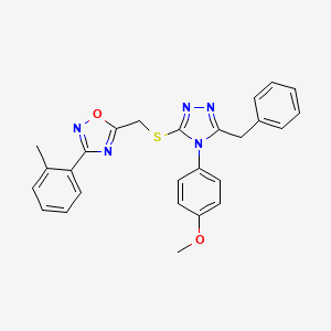 5-({[5-benzyl-4-(4-methoxyphenyl)-4H-1,2,4-triazol-3-yl]sulfanyl}methyl)-3-(2-methylphenyl)-1,2,4-oxadiazole