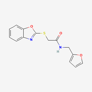 molecular formula C14H12N2O3S B11403409 2-(1,3-benzoxazol-2-ylsulfanyl)-N-(furan-2-ylmethyl)acetamide 