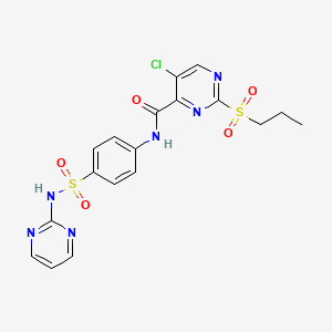 molecular formula C18H17ClN6O5S2 B11403410 5-chloro-2-propylsulfonyl-N-[4-(2-pyrimidinylsulfamoyl)phenyl]-4-pyrimidinecarboxamide 