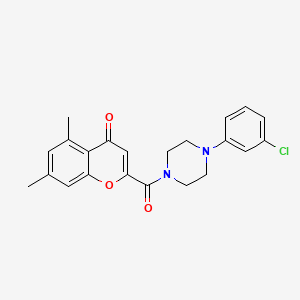 molecular formula C22H21ClN2O3 B11403414 2-{[4-(3-chlorophenyl)piperazin-1-yl]carbonyl}-5,7-dimethyl-4H-chromen-4-one 