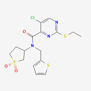 5-chloro-N-(1,1-dioxidotetrahydrothiophen-3-yl)-2-(ethylsulfanyl)-N-(thiophen-2-ylmethyl)pyrimidine-4-carboxamide