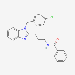 molecular formula C24H22ClN3O B11403476 N-{3-[1-(4-chlorobenzyl)-1H-benzimidazol-2-yl]propyl}benzamide 