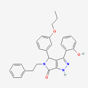 molecular formula C28H27N3O3 B11403499 3-(2-hydroxyphenyl)-5-(2-phenylethyl)-4-(3-propoxyphenyl)-4,5-dihydropyrrolo[3,4-c]pyrazol-6(1H)-one 