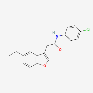 molecular formula C18H16ClNO2 B11403519 N-(4-chlorophenyl)-2-(5-ethyl-1-benzofuran-3-yl)acetamide 