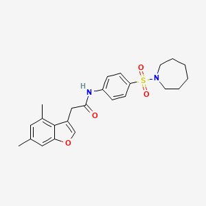 molecular formula C24H28N2O4S B11403526 N-[4-(azepan-1-ylsulfonyl)phenyl]-2-(4,6-dimethyl-1-benzofuran-3-yl)acetamide 