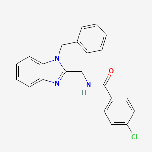 molecular formula C22H18ClN3O B11403536 N-[(1-benzyl-1H-benzimidazol-2-yl)methyl]-4-chlorobenzamide 