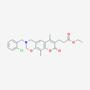 ethyl 3-[3-(2-chlorobenzyl)-6,10-dimethyl-8-oxo-3,4-dihydro-2H,8H-chromeno[6,7-e][1,3]oxazin-7-yl]propanoate