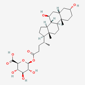 molecular formula C₃₀H₄₈O₁₀ B1140354 Ursodeoxycholic acid acyl-B-D-glucuronide CAS No. 208038-28-2