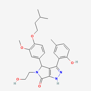 molecular formula C26H31N3O5 B11403558 5-(2-hydroxyethyl)-3-(2-hydroxy-5-methylphenyl)-4-[3-methoxy-4-(3-methylbutoxy)phenyl]-4,5-dihydropyrrolo[3,4-c]pyrazol-6(1H)-one 