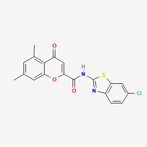 molecular formula C19H13ClN2O3S B11403568 N-(6-chloro-1,3-benzothiazol-2-yl)-5,7-dimethyl-4-oxo-4H-chromene-2-carboxamide 