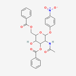 molecular formula C₂₈H₂₆N₂O₁₀ B1140358 p-Nitrophenyl 2-Acetamido-2-deoxy-3,6-di-O-benzoyl-beta-D-glucopyranoside CAS No. 84564-22-7