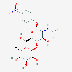 molecular formula C₂₀H₂₈N₂O₁₂ B1140359 4-Nitrophenyl 2-Acetamido-2-deoxy-4-O-|A-L-fucopyranosyl)-|A-D-glucopyranoside CAS No. 259143-52-7