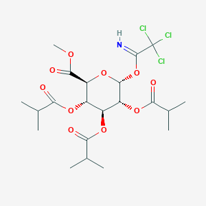 molecular formula C₂₁H₃₀Cl₃NO₁₀ B1140360 Methyl 2,3,4-Tri-O-isobutyryl-1-O-trichloroacetimidoyl-alpha-D-glucopyranuronate CAS No. 150607-96-8