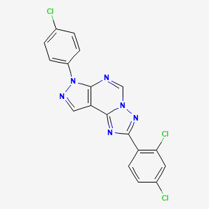 molecular formula C18H9Cl3N6 B11403644 7-(4-chlorophenyl)-2-(2,4-dichlorophenyl)-7H-pyrazolo[4,3-e][1,2,4]triazolo[1,5-c]pyrimidine 