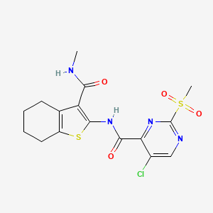 molecular formula C16H17ClN4O4S2 B11403645 5-chloro-N-[3-(methylcarbamoyl)-4,5,6,7-tetrahydro-1-benzothiophen-2-yl]-2-(methylsulfonyl)pyrimidine-4-carboxamide 