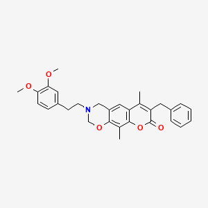 7-benzyl-3-[2-(3,4-dimethoxyphenyl)ethyl]-6,10-dimethyl-3,4-dihydro-2H,8H-chromeno[6,7-e][1,3]oxazin-8-one