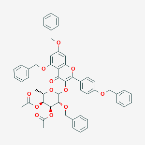 molecular formula C₅₃H₄₈O₁₂ B1140374 5,7-Bis-(benzyloxy)-alpha-(4-(benzyloxy)phenyl)-3-[3,4-di-O-acetyl-alpha-O-acetyl-alpha-L-rhamnopyranosyloxyl]-4H-chromen-4-one CAS No. 849938-27-8
