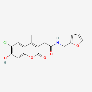 molecular formula C17H14ClNO5 B11403744 2-(6-chloro-7-hydroxy-4-methyl-2-oxo-2H-chromen-3-yl)-N-(furan-2-ylmethyl)acetamide 