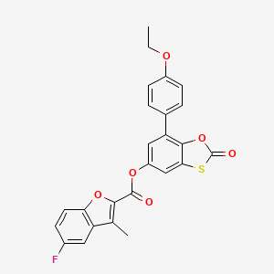 molecular formula C25H17FO6S B11403768 7-(4-Ethoxyphenyl)-2-oxo-1,3-benzoxathiol-5-yl 5-fluoro-3-methyl-1-benzofuran-2-carboxylate 