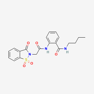 molecular formula C20H21N3O5S B11403782 N-butyl-2-{[(1,1-dioxido-3-oxo-1,2-benzothiazol-2(3H)-yl)acetyl]amino}benzamide 