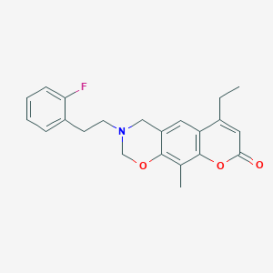 6-ethyl-3-[2-(2-fluorophenyl)ethyl]-10-methyl-3,4-dihydro-2H,8H-chromeno[6,7-e][1,3]oxazin-8-one